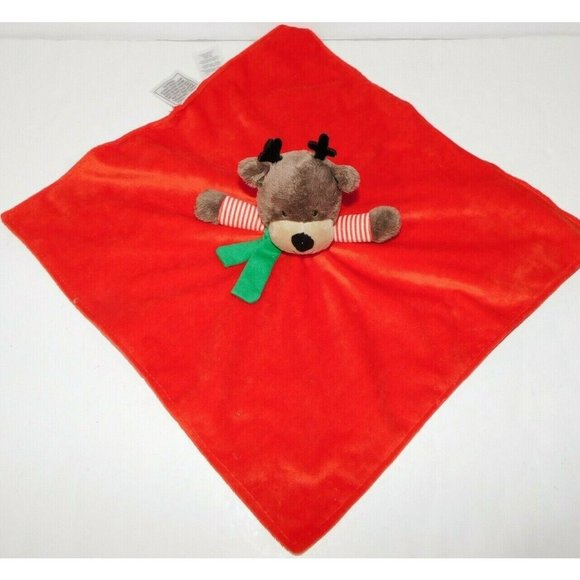 2013 Carters Red Reindeer Rattle Security Blanket Lovey Nunu Christmas - Picture 3 of 5